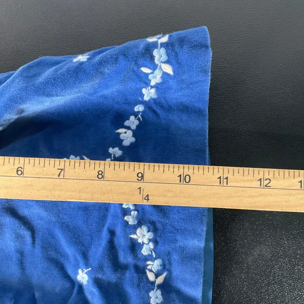 Janie and Jack Skirt Girls 4 Blue Cotton Velvet Floral Embroidered Classic